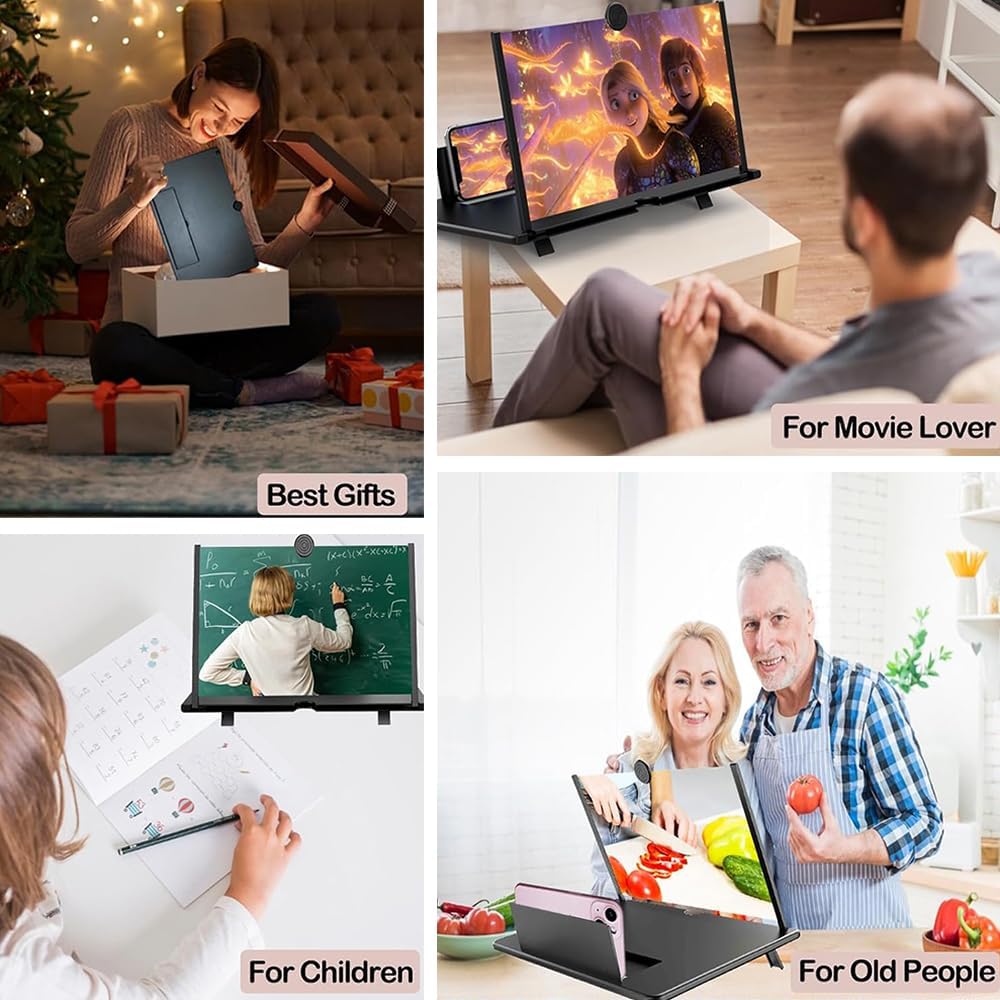 Smartphone Magnifier Stand, 14" 3D HD Cell Phone Magnifying Projector for Movies, Videos, and Gaming, Foldable Phone Stand With Screen Amplifier - kavyachic