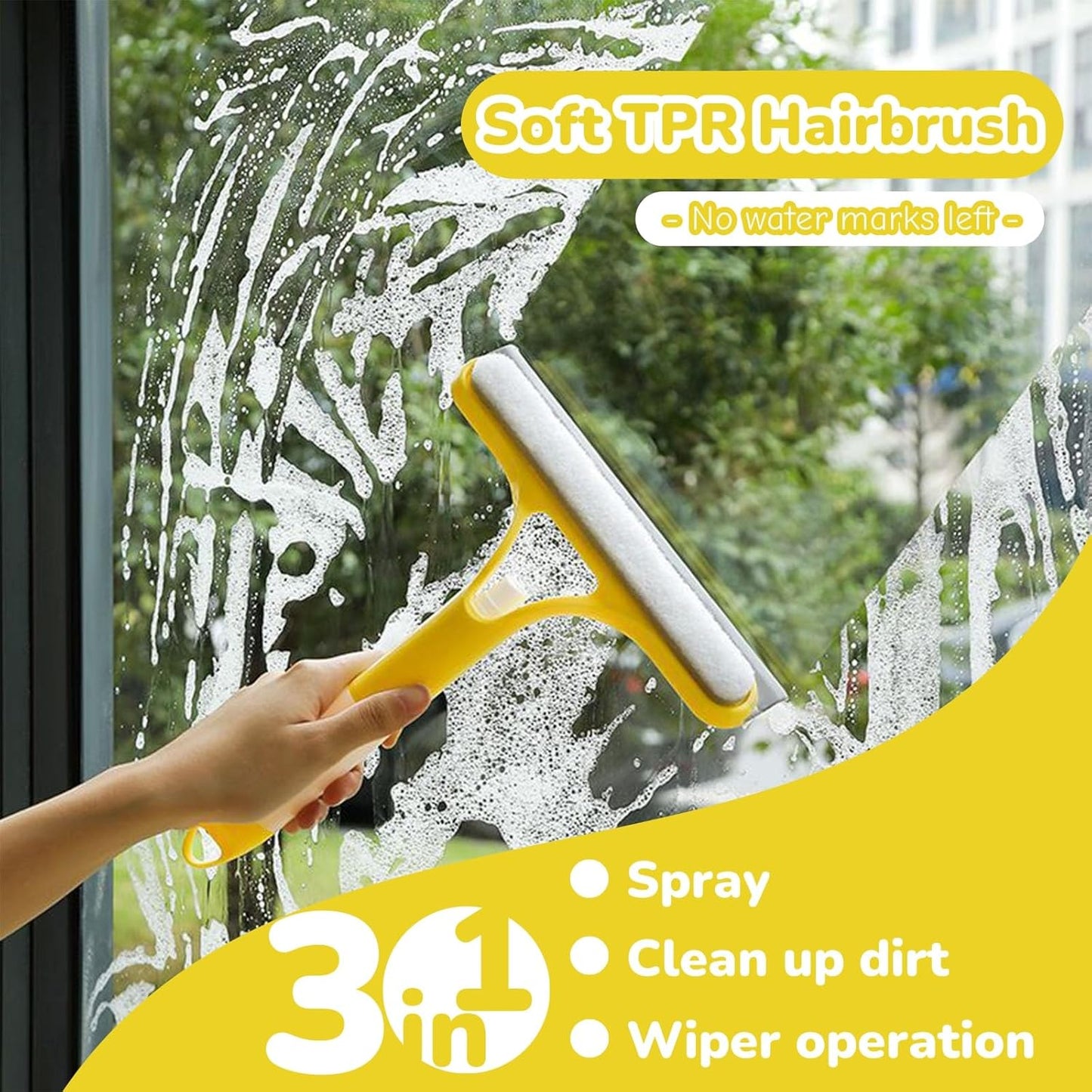 3 in 1 Window Cleaning Scraper, Mirror Squeegee with Sprayer
